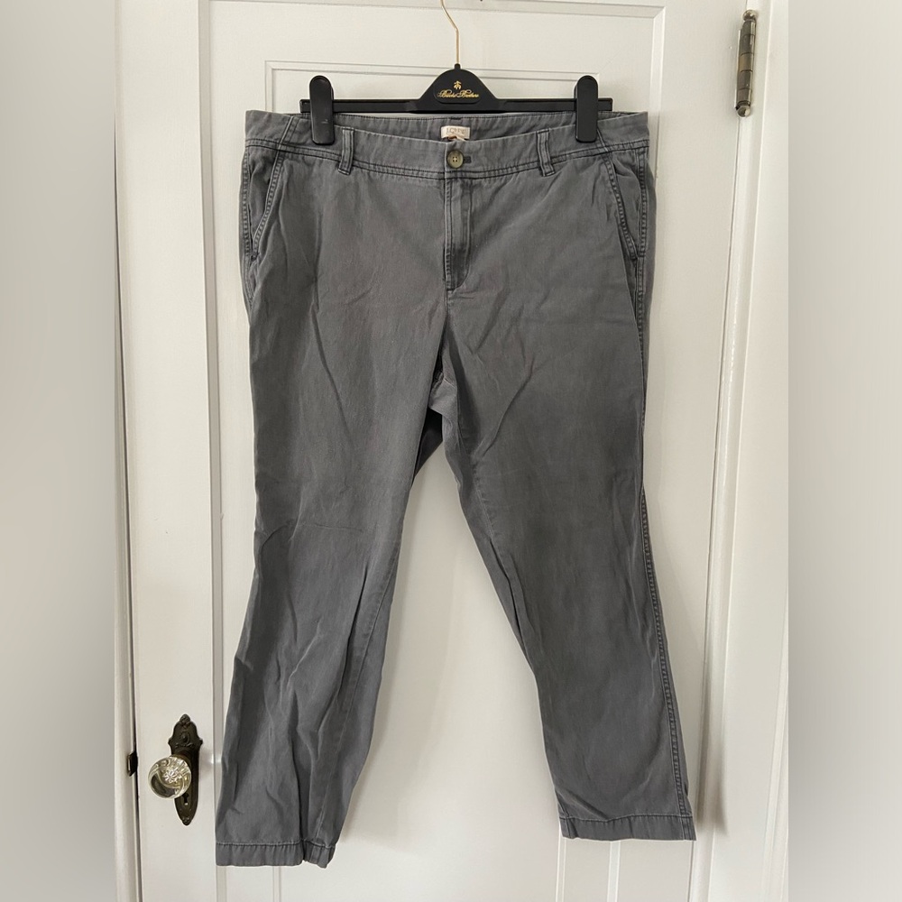 J. Crew Factory charcoal grey garment-dyed chino pants, size 14